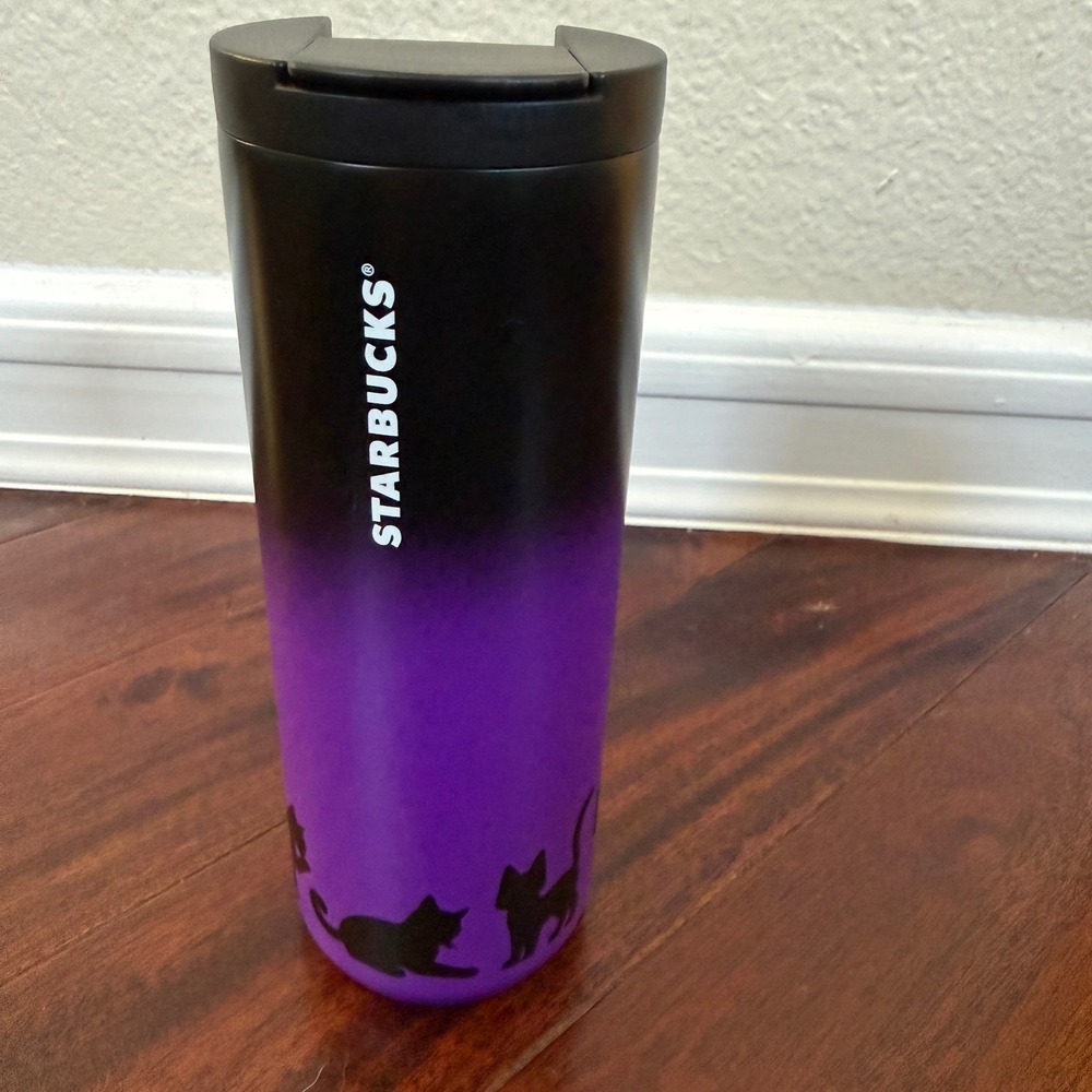 Starbucks Europe 2026 Halloween Black Cat Purple Ombre Tumbler 16oz Travel